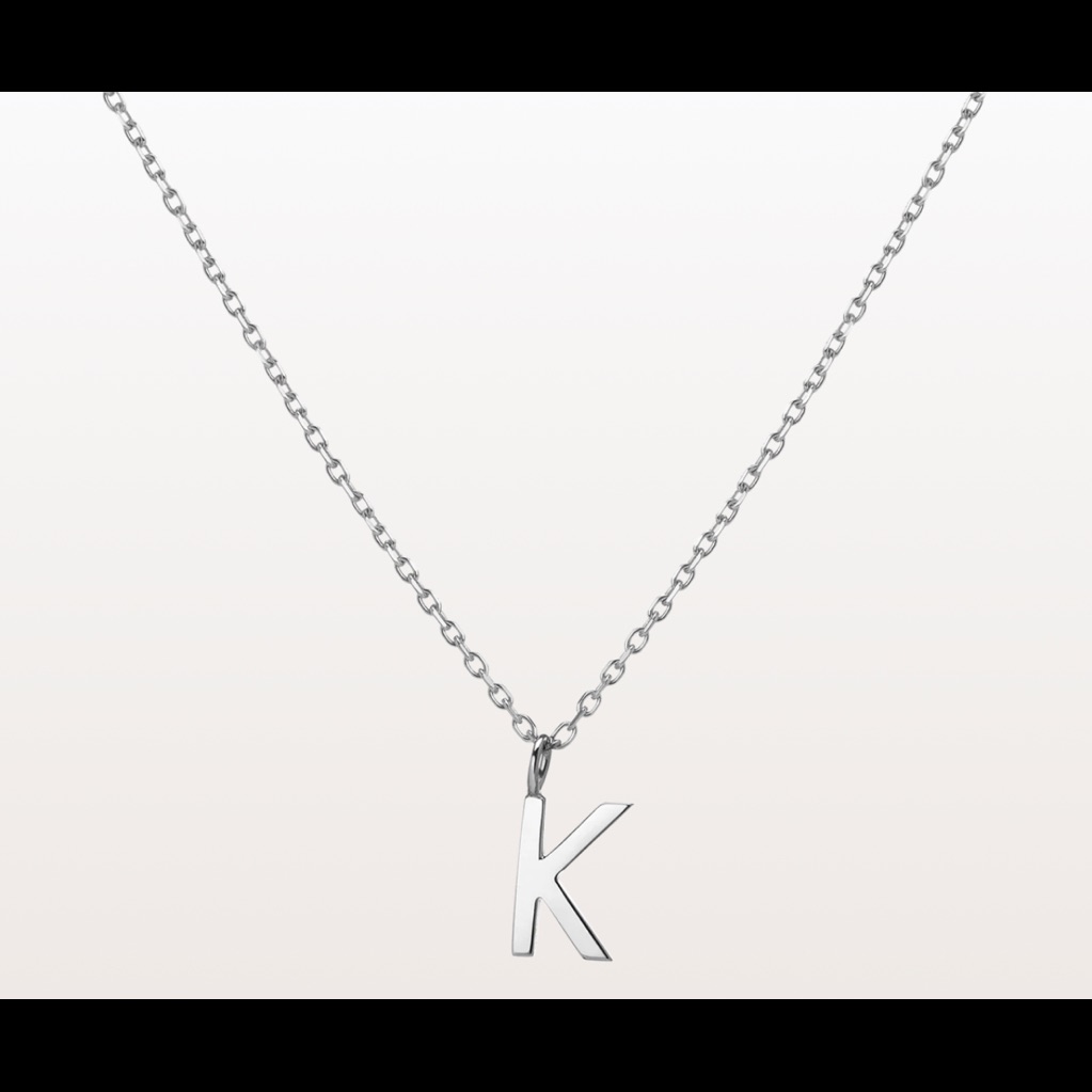 Aurate Custom Ordered 18k White Gold Mini Letter (K) Charm Pendant